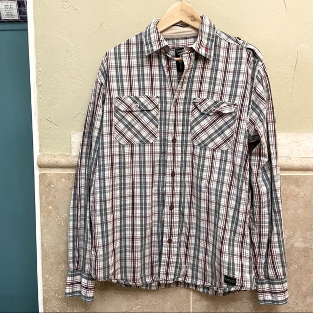Fyasko Skate Plaid Button Down Shirt size Large